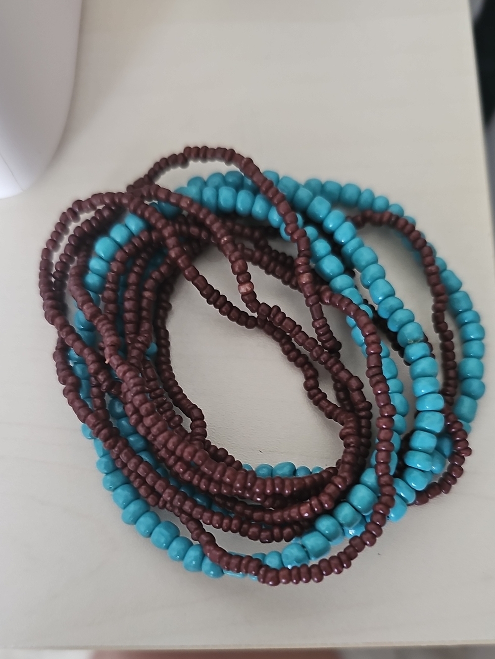 Turquoise and Brown Beaded Women's Bracelet Set